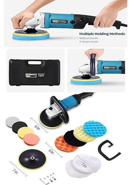 1600 Watt Polisaj Makinesi Seti 12 Parça Pasta Cila Seti 6 Kademeli Devir Ayarı fiyatları