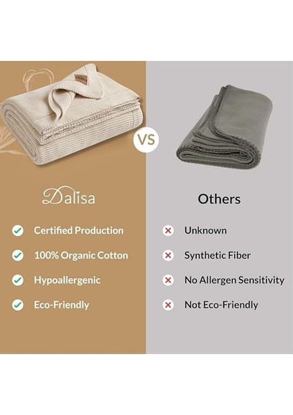 Organik Pamuk Örgü Battaniye – Gots Sertifikalı, Hafif, Nefes Alabilir ve Rahat Yapısıyla Kanepe, Yatak ve Ev Dekorunda Boho Vintage Tarzı (Natürel, 203X228) fırsatları
