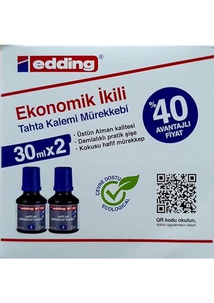 Bt 30 Beyaz Yazı Tahtası Kalemi Yedek Mürekkep 2'li Kutu, Siyah modelleri