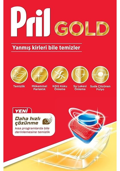 Gold Yanmış Kirler Için 30 Tablet Bulaşık Makinesi Deterjanı Tableti 1 x 30 Tablet , Gold 30 Tablet indirimleri