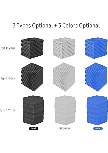 Paket Stüdyo Akustik Köpükler Ses Emme Yalıtım Panelleri Yüksek Yoğunluklu Kama Fayansları Duvarlar Tavan Için Izolasyon Işlemi 12 * 12 * 1 Inç (Tip 2) fırsatları