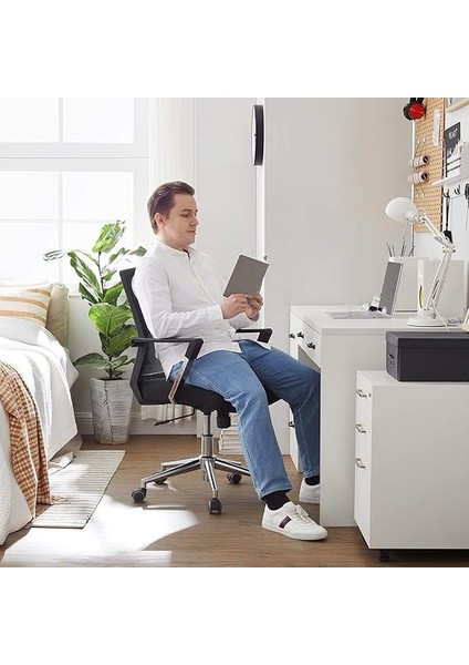 OPN83B Ofis Koltuğu, File Sırtlıklı Yönetici Döner Sandalyesi, Döner Koltuk, Yüksekliği Ayarlanabilir Rocker Fonksiyonu Siyah, OBN83B fırsatları