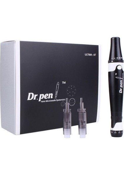 Pen Ultima A7 Microneedling Kalem - 18000 Rpm En Güçlü Kablolu Model - Profesyonel Derma Otomatik Kalem - Yüz ve Vücut Için En Iyi Cilt Bakım Alet Seti - 6 Adet 12 Pinli Kartuş