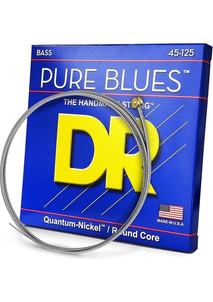 Strings PB545 45-125 Orta Boy Set El Yapımı Saf Mavi Kaplamalı 5 Telli Bas Telleri Pb5-45