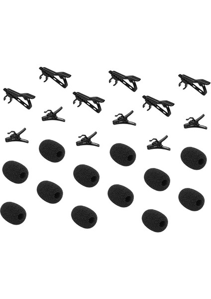 1 Set Yaka Mikrofonu Tutucu Seti - 6 Adet Kravat Klipsi 6 Adet Klips 12 Adet Taşınabilir Kaydı Röportaj Senaryoları Için Rüzgarlık Kapağı