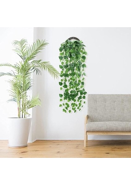 Yapay Çiçek Sarkan Sarmaşık Sarı Yeşil Oval Yaprak Desenli 9dallı Sarkan Bitki fiyatları