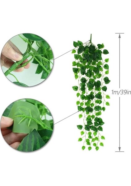 Yapay Çiçek Sarkan Sarmaşık Sarı Yeşil Oval Yaprak Desenli 9dallı Sarkan Bitki fırsatları