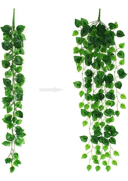 Yapay Çiçek Sarkan Sarmaşık Sarı Yeşil Oval Yaprak Desenli 9dallı Sarkan Bitki indirimleri