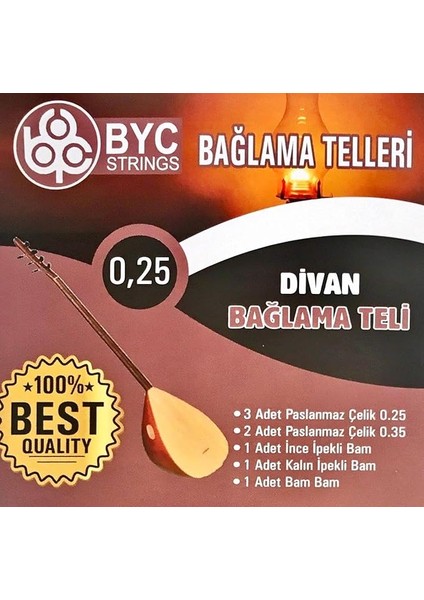 Joes BYC25 025 Divan Saz Teli Seti Divan Bağlama Teli (Bam Bam Teli Vardır)