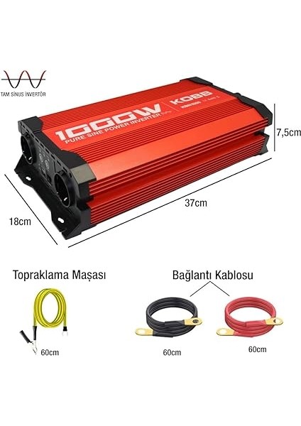 KBN1000 12V/220V 1000WATT Tam Sinüs Dönüştürücü Invertör fiyatları