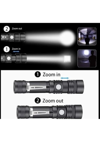 518 Şarjlı 18650 Pilli Ledli El Feneri fırsatları