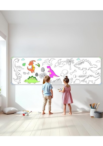 Temalı Dev Boyama Kağıdı 2,5 Metre Rulo Boyama Kağıdı Çocuk Anaokulu ve Kreşler Için Aktivite Çocuk Eğitici Boyama