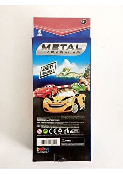6'lı Metal Araba Seti Erkek Çocuklar İçin 3-6 Yaş Renkli Tasarım 9 cm fiyatları