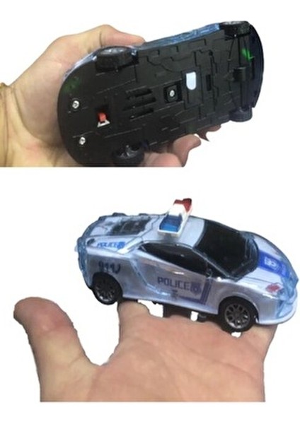 Sürtmeli Işıklı Sesli Pilli Polis Ekip Arabası 155 Beyaz Plastik 17 cm