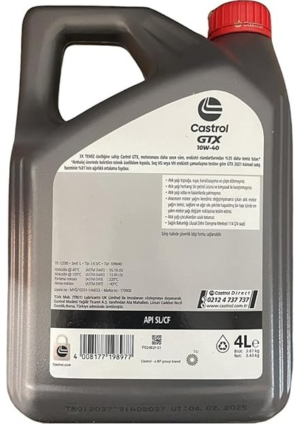 Gtx 10W-40 4 Litre 2025 Ü.t fiyatları