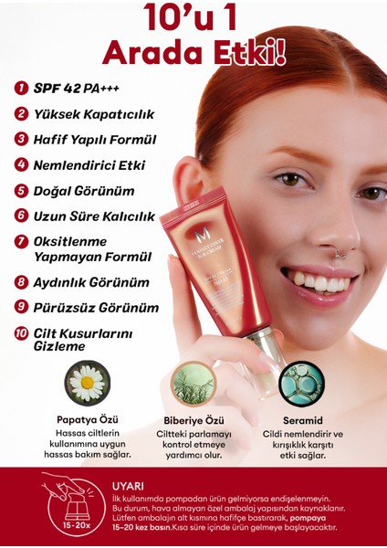 Mükemmel Kapatıcılık Sunan Çok Fonksiyonlu M Perfect Cover BB Cream Ex SPF42/PA+++ No.13 (50ml)