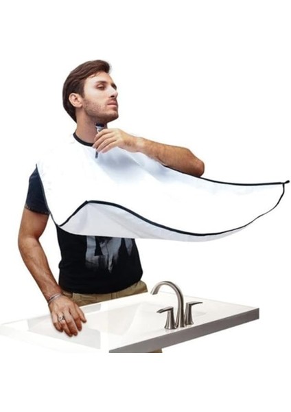 Mega Pratik Sakal Kesme Örtüsü, Beyaz Saç Kesme Önlüğü Bıyık Sakal Önlüğü Kedi Köpek Tüy Toplayıcı Tela Kumaş Kuaför Berber Önlüğü