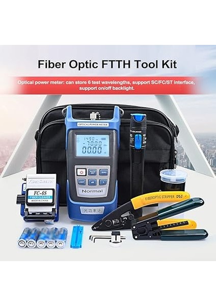 Fiber Optik Ftth Araç Kiti Optik Güç Ölçer Fiber Cleaver Tel Stripper Optik Fiber Soğuk Bağlantı Aletler Saklama Çantası ile Set modelleri