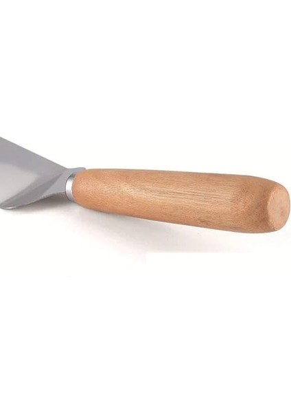 Home Tırtık Kenarlı Üçgen Mutfak Spatulası,pasta,pizza ve Mutfak Için Spatula,pasta Pastacılık Ahşap Saplı Paslanmaz Çelik Spatula fırsatları