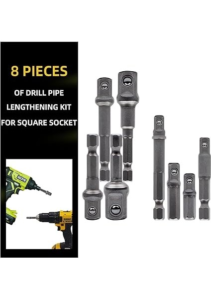 Lokma Adaptörü, 8 Parçalı Set, 1/4 Inç Altıgen Adaptör, 1/4 Inç, 3/8 Inç, 1/2 Inç Lokma Somun, Matkap ve Akülü Vidalama Için Lokma Anahtar, Somun ve Lokma Somunları, Uç Tutucu modelleri