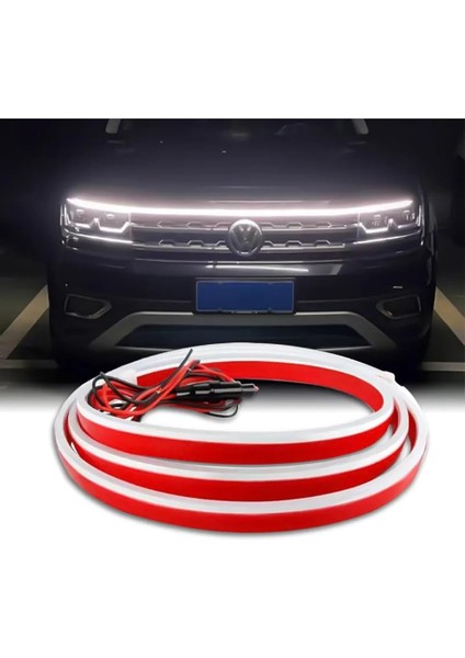 3 Serisi ile Uyumlu Kaput Ledi, Gündüz Ledi, Silikon 150CM Beyaz Araç Kaput LED Şerit