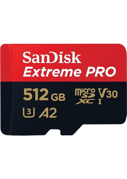 512 GB Extreme Pro Microsdxc Kart + Sd Adaptörü + Rescuepro Deluxe, 200 Mb/sn'ye Kadar, A2 Uygulama Performansı, Uhs-I, Sınıf 10, U3, V30 ile