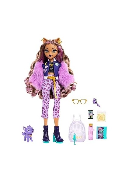 High Evcil Köpeği ​crescent ile Sırt Çantası, Ajanda ve Atıştırmalıklar Gibi Aksesuarlarıyla Clawdeen Wolf Bebek, HRP65 indirimleri