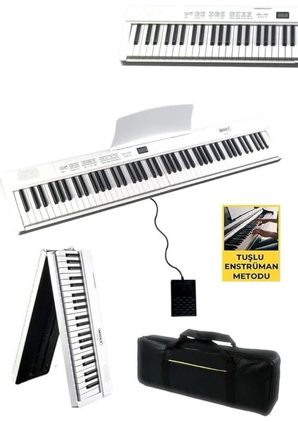 PLX-80WH Taşınabilir Katlanır Dijital Piyano Tuş Hassasiyetli 88 Tuş Bt (Sustain Çanta Metod)
