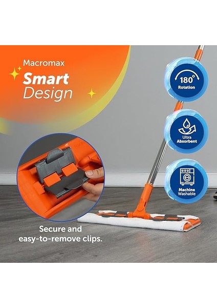 Famous + Düz Mop Yer Temizlik Sistemi, Islak ve Kuru Kullanım, 360 Döner Başlıklı Pratik Paspas fırsatları