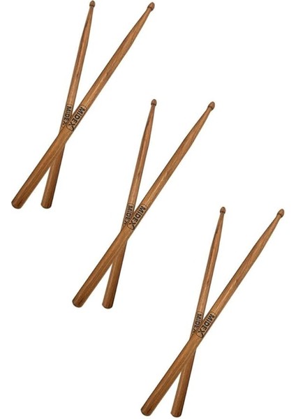 OAK-110-7A-3X Ahşap Meşe Ağacı Bateri Baget Davul Bageti 7A Drumsticks (3 Çift)