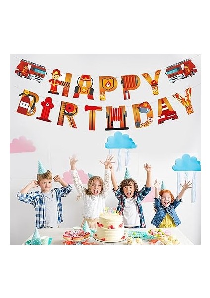 Itfaiyeci Happy Birthday Çelenk, Itfaiyeci Doğum Günü Dekorasyonu, Doğum Günü Çelenk Seti, Parti Dekorasyonu, Itfaiye Tarzı, Happy Birthday Yazısı, Çocuk Partisi Için fırsatları