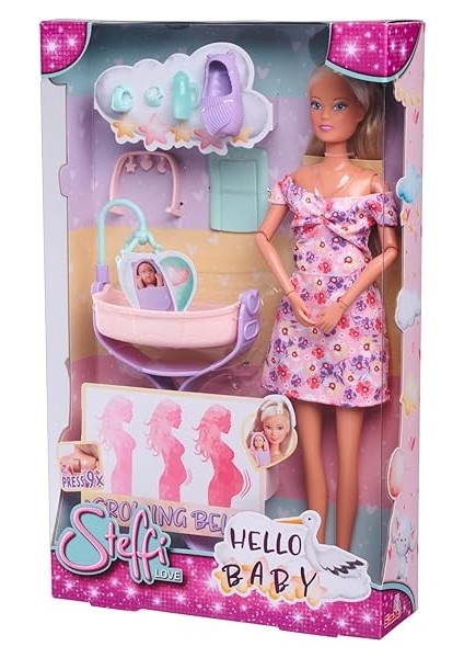 105733680, Hamile Steffi Love, Karnı Büyüyebilme, Tuşlu Fonksiyon, Bebek Yatağı ve Birçok Aksesuar ile Birlikte, 29 cm modelleri