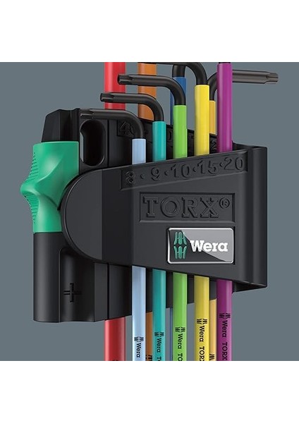 05073599001 967/9 Tx Bo 1 Sb Çok Renkli L-Anahtar Seti, Sıyrılmaya Dayanıklı Torx Vidalar Için, Blacklaser, 9 Parça indirimleri