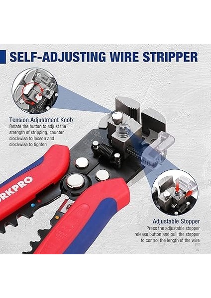 Kablo Sıyırma Pensesi 200 mm Otomatik, 3'ü 1 Arada Sıyırma, Sıkma ve Kesme, Sıkma Pensesi, Tel Kesici, Awg 24-10 (0,2 – 6,0 Mm²) Kablolar Için Çok Fonksiyonlu Kablo Sıyırma Aleti fırsatları