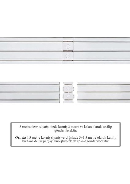 3 Raylı Korniş Perde Rayı Kaliteli Sağlam Ambalaj (280 Cm) fiyatları
