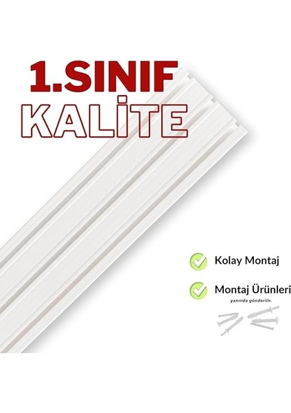 3 Raylı Korniş Perde Rayı Kaliteli Sağlam Ambalaj (280 Cm) indirimleri