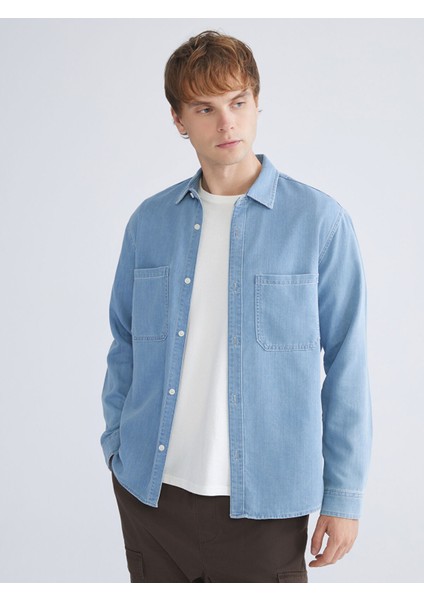 Yeni Sezon Regular Fit Uzun Kollu Erkek Jean Gömlek