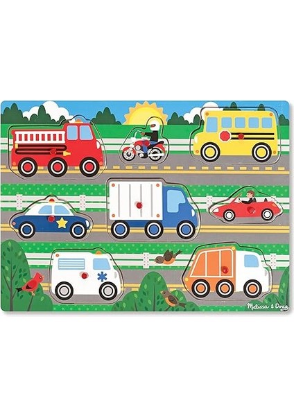 &amp; Doug - Ahşap Tutmalı Yapboz, Araçlar Yeni (19051) fırsatları