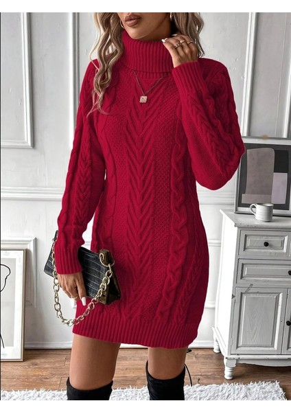 Kadın Balıkçı Yaka Mini Triko Elbise modelleri