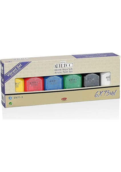 Akrilik Boya 6X75 ml Set Canlı Renkler