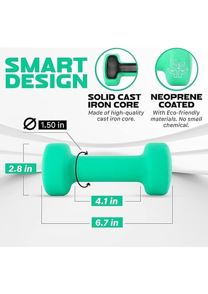 Neopren Kaplamalı Dambıl El Ağırlığı Seti (2'li) - Birden Fazla Ağırlık Seçeneği ve 15 Renk, Yuvarlanma Önleyici, Kaymaz, Altıgen Şekil fiyatları