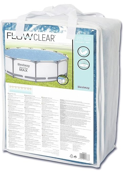 Flowclear™ Güneş Örtüsü, Ø 356 Cm, Yuvarlak 366 cm ve 396 cm Yüzey Havuzları Için, Mavi modelleri