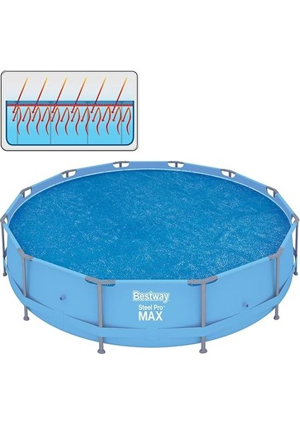 Flowclear™ Güneş Örtüsü, Ø 356 Cm, Yuvarlak 366 cm ve 396 cm Yüzey Havuzları Için, Mavi indirimleri