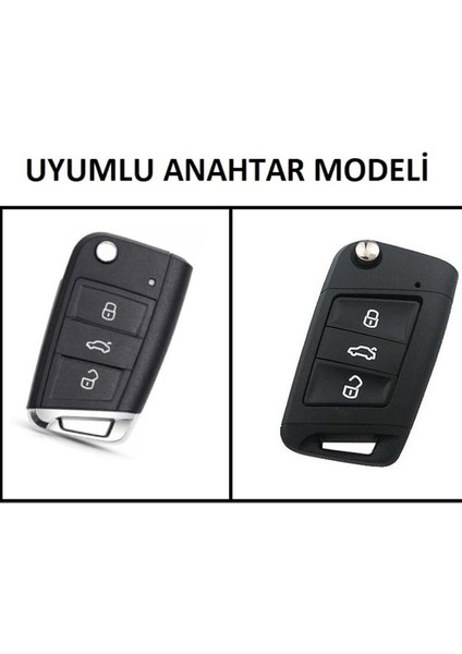 Deponuz (1056) Silikon Anahtar Kabı, Sustalı Anahtar Kılıfı Volkswagen Golf 7 ile Uyumlu modelleri