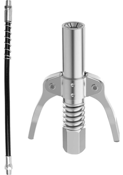 Gres Tabancası Ağızlığı, Hortumlu, Paslanmaz Çelik, Gres Tabancası Kavraması, M6-M14 Yağ Başlığı, Kullanılabilir G Kavrama, Gres Tabancası | 1/8 Inç Npt | 10000 Psi Daha Az Çaba Sarf Eden Iç Dişli