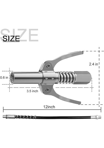 Gres Tabancası Ağızlığı, Hortumlu, Paslanmaz Çelik, Gres Tabancası Kavraması, M6-M14 Yağ Başlığı, Kullanılabilir G Kavrama, Gres Tabancası | 1/8 Inç Npt | 10000 Psi Daha Az Çaba Sarf Eden Iç Dişli fiyatları