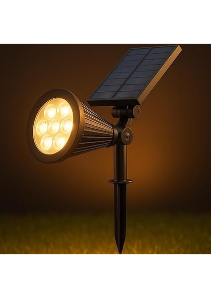 Solar LED Bahçe Armatürü 3200K Günışığı – Güneş Enerjili Kazıklı &amp; Duvar Montajlı Çim Aydınlatma Lambası – 7 Led, IP65, 90 Lümen, 140X270X95 mm fırsatları