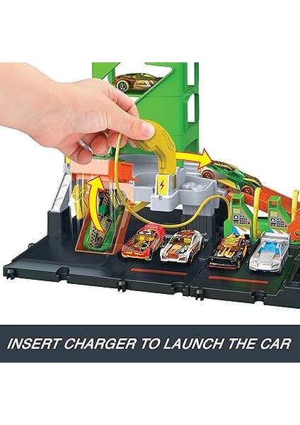 Wheels Elektrikli Araç Şarj Istasyonu Oyun Seti Hot Wheels Elektrikli Araç Şarj Istasyonu ve 1:64 Ölçekli Oyuncak Araba HTN79 modelleri