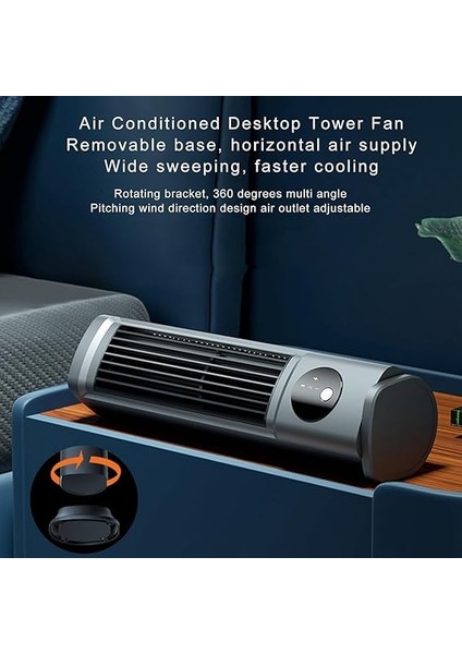 USB Şarjlı Sessiz Kule Tipi Masaüstü Mini Fan 3 Kademe Ofis Tipi Soğutucu Kule Fanı indirimleri