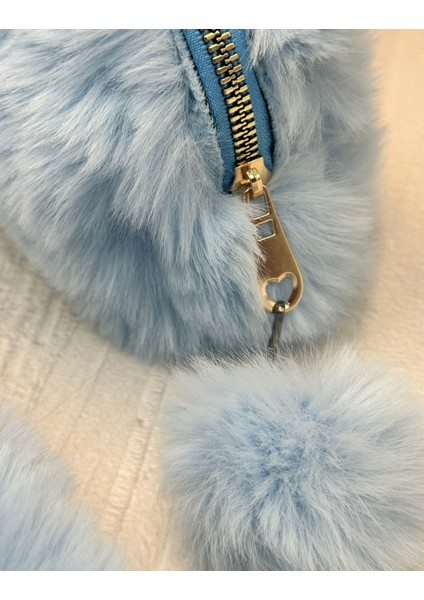 Ponponlu Peluş Mavi Kalem Kutu / Kalemlik / Toparlayıcı /çanta fiyatları